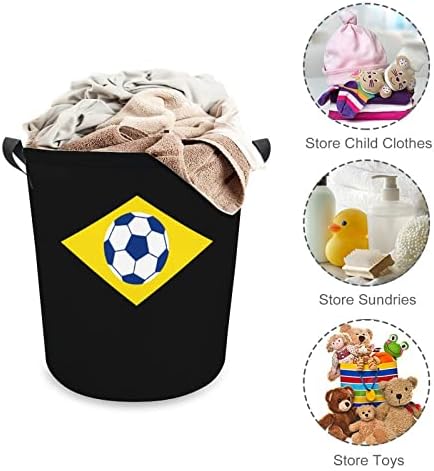 Бразилският Футболен Флаг Кошница За Дрехи, Сгъваема Кошница За Дрехи, Чанта За Съхранение Кошница за Дрехи с Дръжки