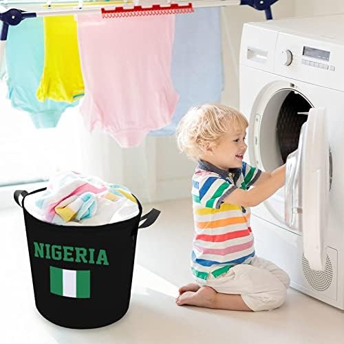 Кошница за дрехи с Флага Нигерия Сгъваема Кошница за Дрехи, Чанта За Съхранение Кошница за дрехи с Дръжки