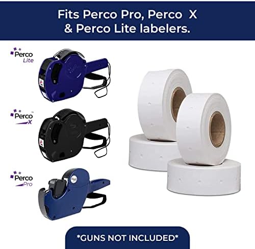 Бели етикети Perco 1 Line В комплект с чернильным валяк пистолет Perco Lite Pricing Gun Служба - 1 Гильза, 8000 бланка с цената и датата за пистолети Perco 1 Line Цена и дата