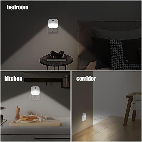 podiality [4 опаковки] Plug led нощна светлина с интелигентен сензор за баня, Спални, Тоалетна, стълбище, кухня, коридор (студено бяло)