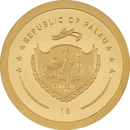 2023 DE Малка Златна баскетболно монета PowerCoin със Специална форма, Златна Монета 1$, Палау, Антични финал
