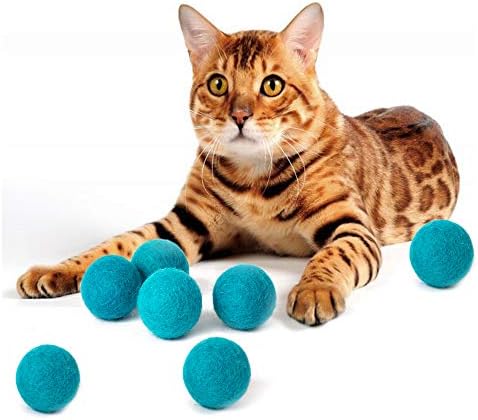 Играчки от вълна топки MEOWFIA - 6 броя безопасни играчки топки за котки и малки кучета - 2-Инчов, Пухкава вълнени играчки за кучета и котки - Идеална за котешки пещери - Бе