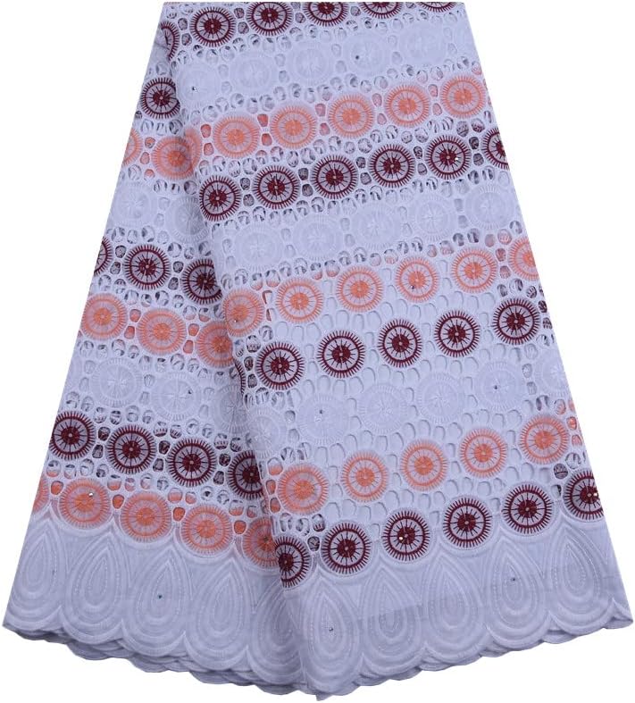 Памучен лейси плат Uongfi, бродерии, тюл памук, лейси плат, 5 ярда плат (цвят: черен 1895)