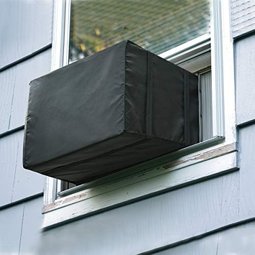 Капак на прозорец на климатика Външна, Luxiv Външна Капачка прозорец блок ac Черна пылезащитная Водоустойчив покриване на климатик Външно прозорец Защитно покритие за променлив ток (21Wx16Dx15H)