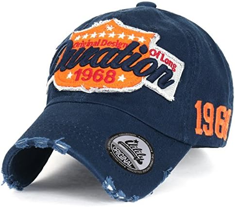 Бейзболна шапка с логото на ililily Vintage Distressed 68 'Original American Cool' в ретро стил
