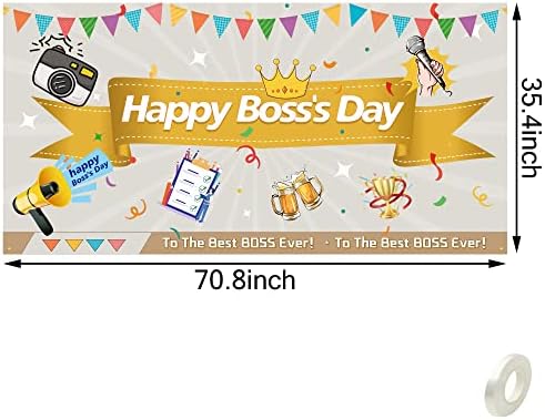 На фона на банер FORSEEZON Happy Boss's Day за партита, най-Добрите Сувенири за партита на Шефа, Украса за Рожден Ден на Шеф, на Фона на фотосесии Happy Boss's Party (6 фута x 3 метра)