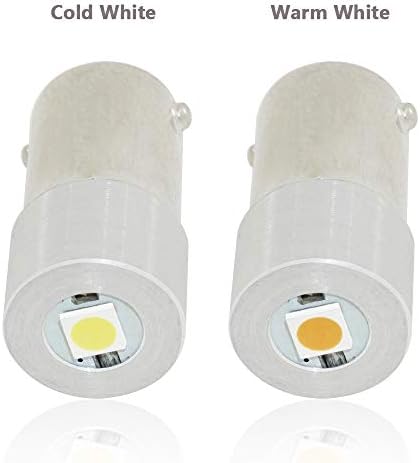 BA9S 1 W 3 В BA9 led лампа, Фар, Мини-Налобный фенер, лампа-фенерче, 2 клетки C & D (топло бяло, 2 клетки C & D 3 В)