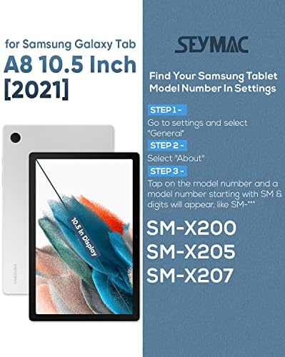Калъф SEYMAC Samsung Galaxy Tab A8 10.5 инча (SM-X200/ X205/ X207), Сверхпрочный устойчив на удари Защитен калъф за цялото тяло със защитно фолио за екрана, въртяща се поставка, каишка за ръ