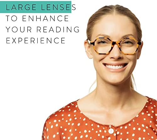 Дамски очила за четене с черепаховым голям шестигранником за стилен начин - Високо зрение - Удобен дамски очила за четене в цялата форма на лицето - Трайни ридеры за