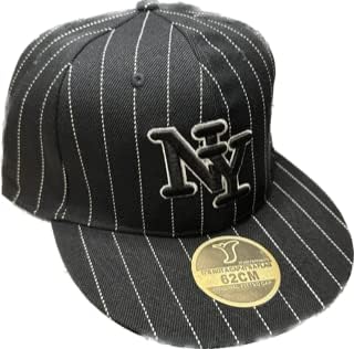 Ню Йорк бейзболна шапка в тънка ивица, Черна бейзболна шапка в стил хип-хоп. Размер XL 62 виж 7 3/4