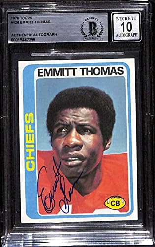 #426 Emmitt Томас КОПИТО - Футболни картички Topps 1978 г. (Конвенционални) С рейтинг на БГД Auto 10 - Футболни картички с автографи на NFL