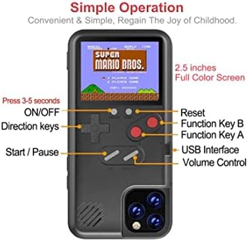 WODETIA е съвместим с iPhone 13 / 13Pro/13 Pro Max калъф Gameboy в ретро стил с 3D дизайн, силиконов защитен калъф с 36 малки игри, цветен дисплей, устойчив на удари калъф за телефон с виде