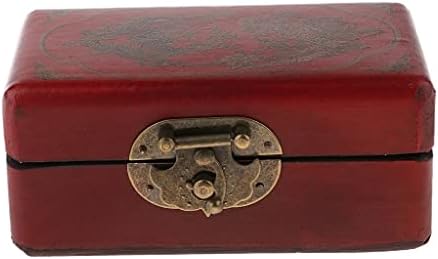 JYDQM 1 бр. Декоративна Дървена кутия за съхранение под формата на Куфар, Ракла в стил винтажного антикварен декор (Цвят: Rojo, Размер: Един размер)
