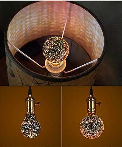 1 Опаковка Led винтажной лампата на Едисон, A19 3 W, Лампа с нажежаема жичка за Фойерверки, 3D Цветна Лампа, 300 Лумена, 2700 К (Топла бяла светлина), Декоративна Крушка, Цокъл н