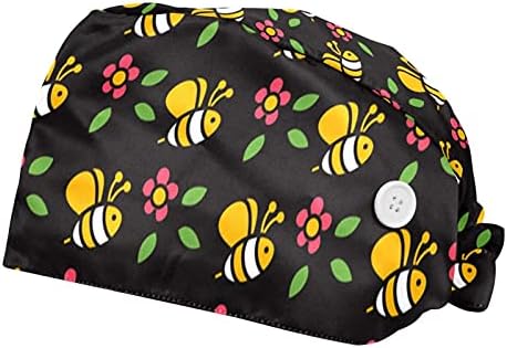 2 Опаковане на Цветни Геометрични Работни шапки за еднократна употреба с учебната лента за Жени и мъже, Шапчица-Тюрбан с начесом