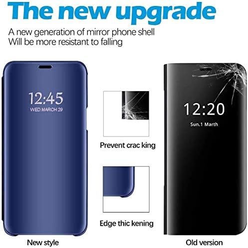 Кожен калъф Galaxy A34 5G, съвместим с Samsung Galaxy A34 5G, Тънък калъф за телефон, Огледало за грим, флип-надолу капак, стойка, устойчив на удари Защитен калъф за Samsung A34 5 ГРАМА 6,6 и