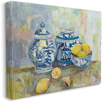 Лимони и Керамика Stupell Industries Жълто-Синя Класическата Живопис с маслени бои, Платно в Галерейной опаковка, 24x30