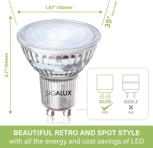 Led лампи Sigalux GU10, Еквивалент на халогенни лампи с мощност 50 W, Led лампа MR16 с дневна светлина 5000 До, Led лампа за Вградените осветление, алеи, 4,2 W, 350 LM Без регулиране на ярк?