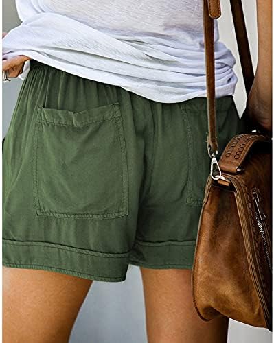Дамски къси панталони Yubnlvae с Висока Талия, Ежедневни Летни Шорти Размер Плюс S-5XL на съвсем малък с Два Странични джоба, Обикновена Модни Панталони