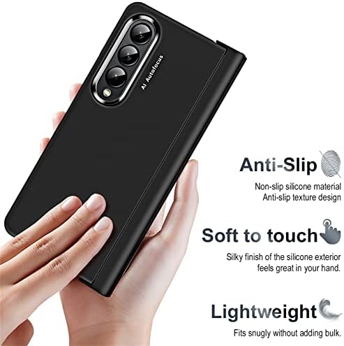 Калъф за съхранение на приспособления Galaxy Z Fold 4, Защитен калъф за притежателя на дръжки на панта S с украса за камерата и дръжка, Пълна защита за Samsung Galaxy Z Fold 4 2022 (черен)