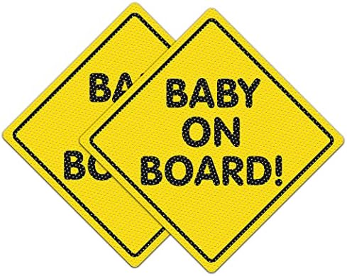 Автомобилни стикери и отличителни знаци SICOL Plus Baby on Board 5x5 инча Ярко-жълт знак Baby on Board, за да се гарантира сигурността на детето Комплект от 2 термоустойчиви, устойчиви, устойчиви на uv, непромокаеми