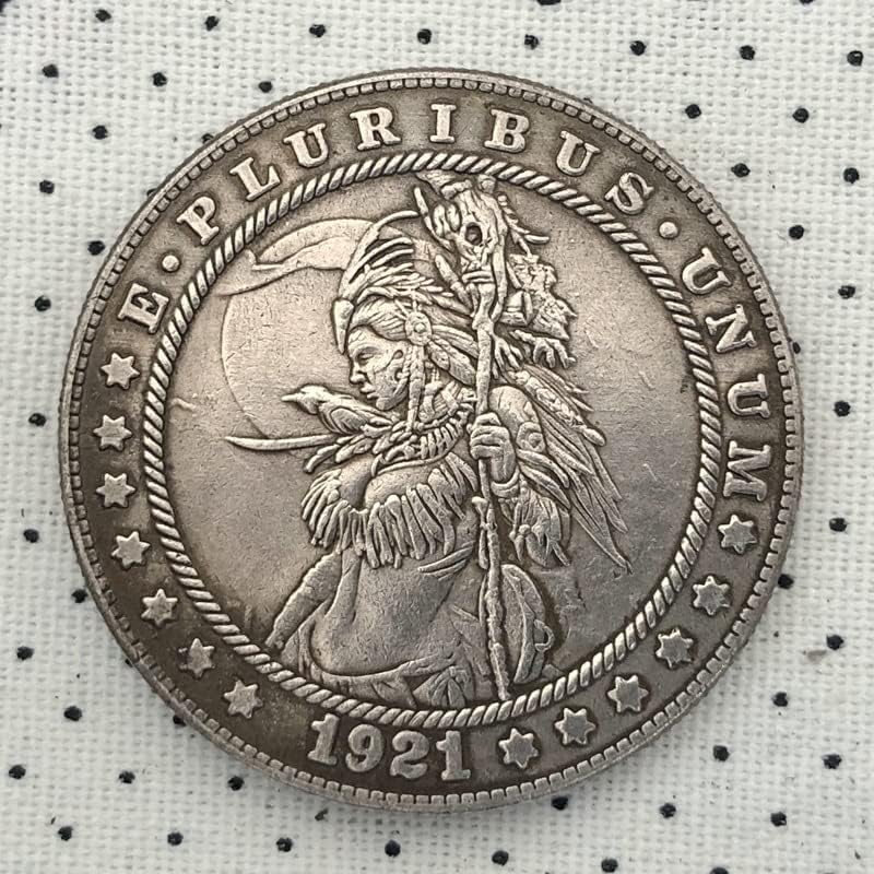 38 ММ Старинна Сребърна Доларова Монета на САЩ Morgan Tramp Монета 1921D Занаят #144