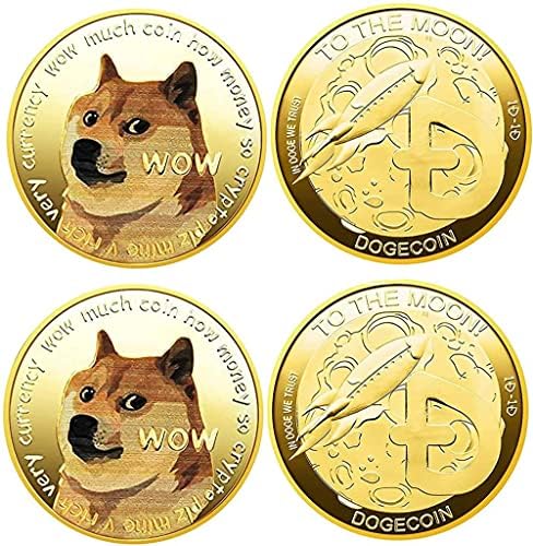 2 БР Възпоменателна Монета Dogecoin с тегло 1 унция, Позлатен, Совпадающая с Dogecoin Dogecoin с Защитен Калъф, са подбрани Монета Ограничена серия от 2021 г. - Златен