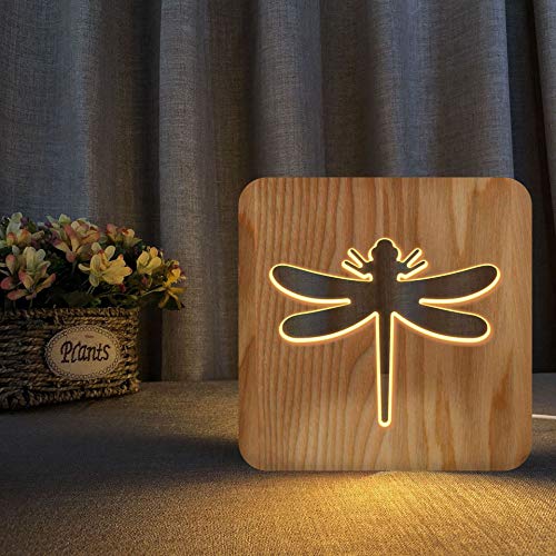 XDG Dragonfly 3D Дървена лампа LED нощна светлина Украса на Дома Стаите в Творчески Настолни Лампи за Детска Подарък