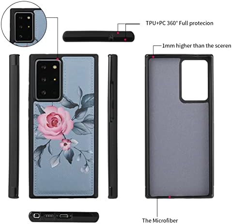 Многофункционална чанта-портфейл nincyee за Samsung Galaxy Note20 Ултра, Голям Капацитет, с Цветя Модел, Кожена Чанта за мобилен Телефон с цип, Синьо