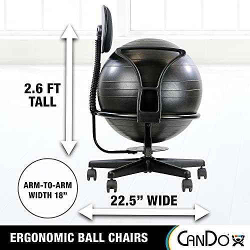 CanDo Metal Топка Chair - Надуваем Ергономичен стол за активни упражнения с въздух помпа за дома, офиса и класната стая
