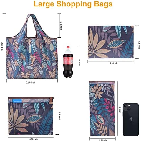 SYDERWE 6 Опаковки Сгъване на Икономическите чанти за Многократна употреба Миещи Хранителни чанти с тегло 60 килограма, С Двоен джоб, Упаковываемые в пакети големи разм