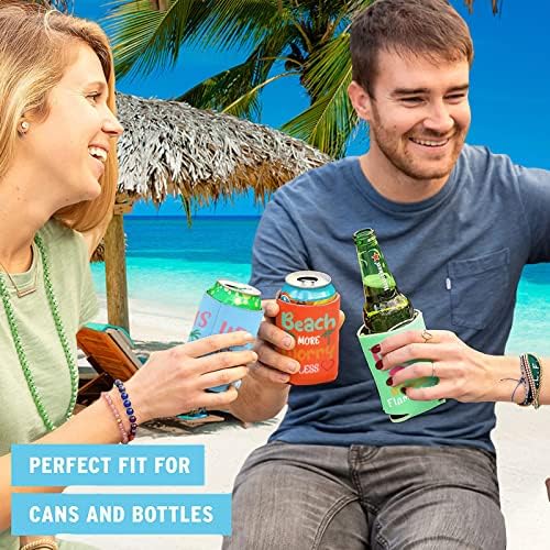 Калъф-охладител за кутии на плажна тема - Поп Nordic, 12 опаковки, Забавни капаци за кутии за бира, Съраунд охладител за бутилки и сода от неопрен, идеален охладител за тематични хавайски вечери, подарък за парти лято