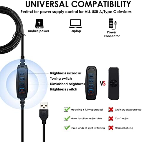 Led лампа Onite USB, походный лампа с потъмняване и ключа цвят, лампа за палатка с USB-разветвителем Y-тип и дълго въже с дължина 6,2 метра, най-добрият спътник за зарядното ус