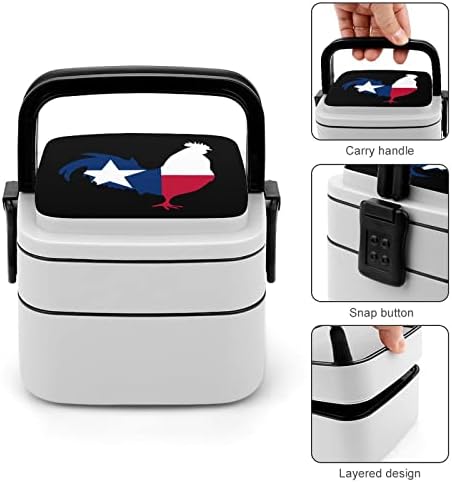 Петел Texas Флаг Двойна Штабелируемый Контейнер Bento Lunch Box За Учебната Работа Пикник Пътуване