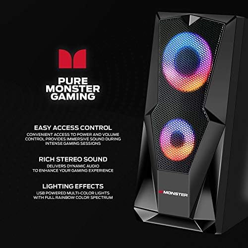 Стереодинамик Monster Premium с USB захранването и многоцветными led световыми ефекти за игри и мултимедия