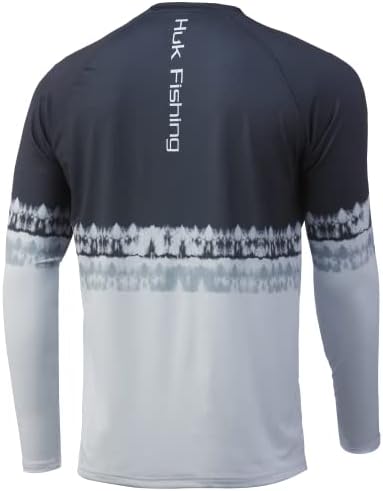 Мъжка риза за риболов HUK Standard Pattern Pursuit с дълъг ръкав Performance, В Ивица От Сол-Вулканичен пепел, Голям