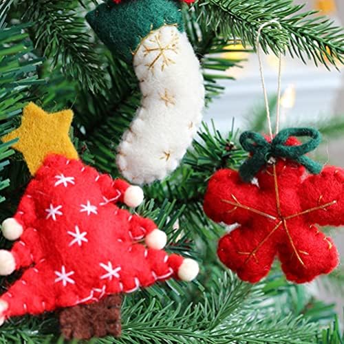 Украса за Коледната елха Kisangel: 6 бр. Вълнени Пухкава Чорапи под формата на Снежинки, Висящи Украшения, Креативна Коледна Етикет за Празнични партита, Украси за колед