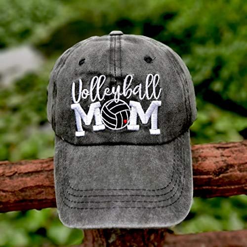 LOKIDVE Бродирани Волейбол Мама с Кон Опашка, Потертая Памучен бейзболна шапка за Жени