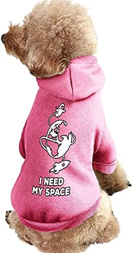 FunnyStar I Need My Space Пуловер за домашни любимци, Блузи, Hoody с качулка За Кучета, Дрехи За Котки С Шапка, розов стил XL