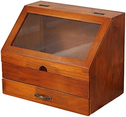 WSSBK Кутия за съхранение на Грим в Ретро Стил, Колие, Съкровище, Маски за Лице, Козметични Дървена Органайзер за Шкафа в Спалнята (Цвят: A, Размер: 32x20,5x26 см)